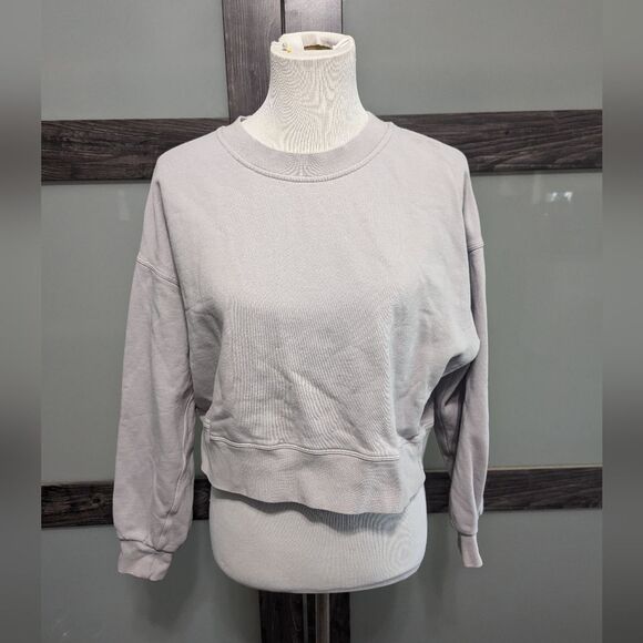Lululemon Perfectly Cropped Crewneck In Chrome - Picture 2 of 4